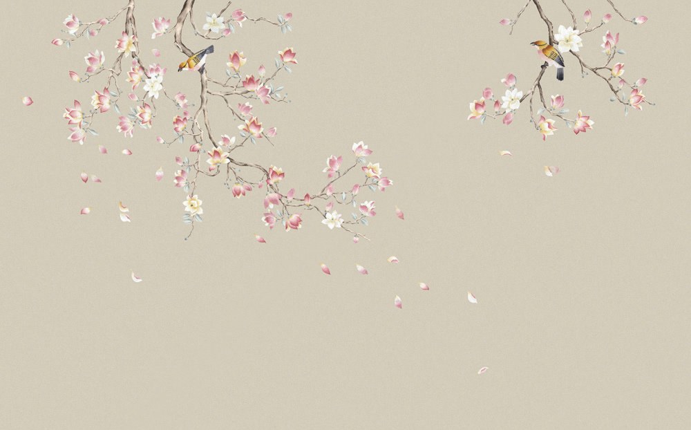 Beetle Mural Chinese Flower and Bird G22010K-C Wallpaper Fabric