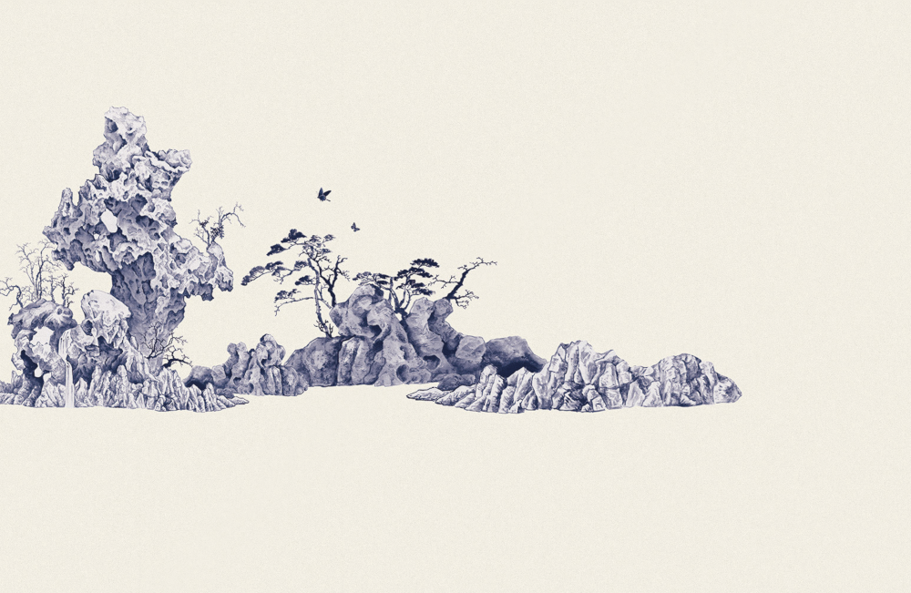 Beetle Mural Taihu Stone G22012K-B Wallpaper Fabric