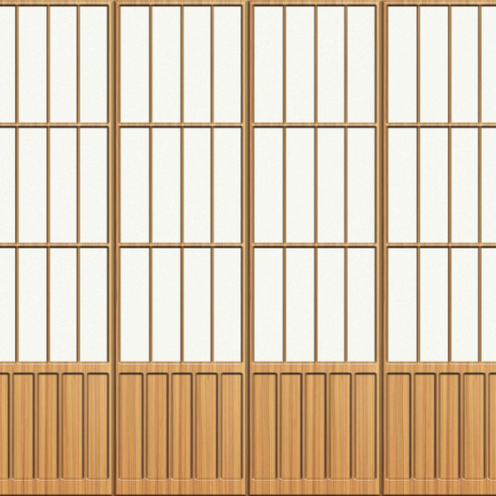 Japanese-Style Wooden Grille Wallpaper in Golden