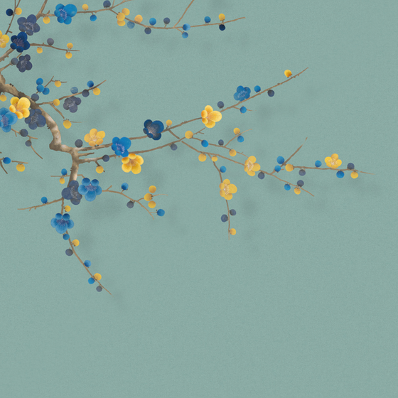 Beetle Inca embroidery-wallpaper wall covering