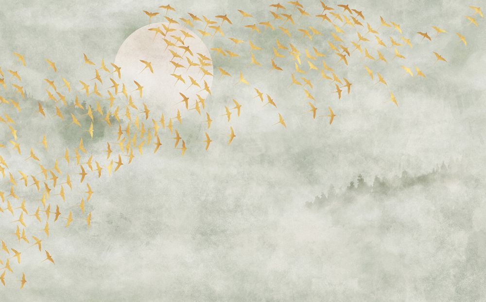 Beetle Inca embroidery-wallpaper wall covering