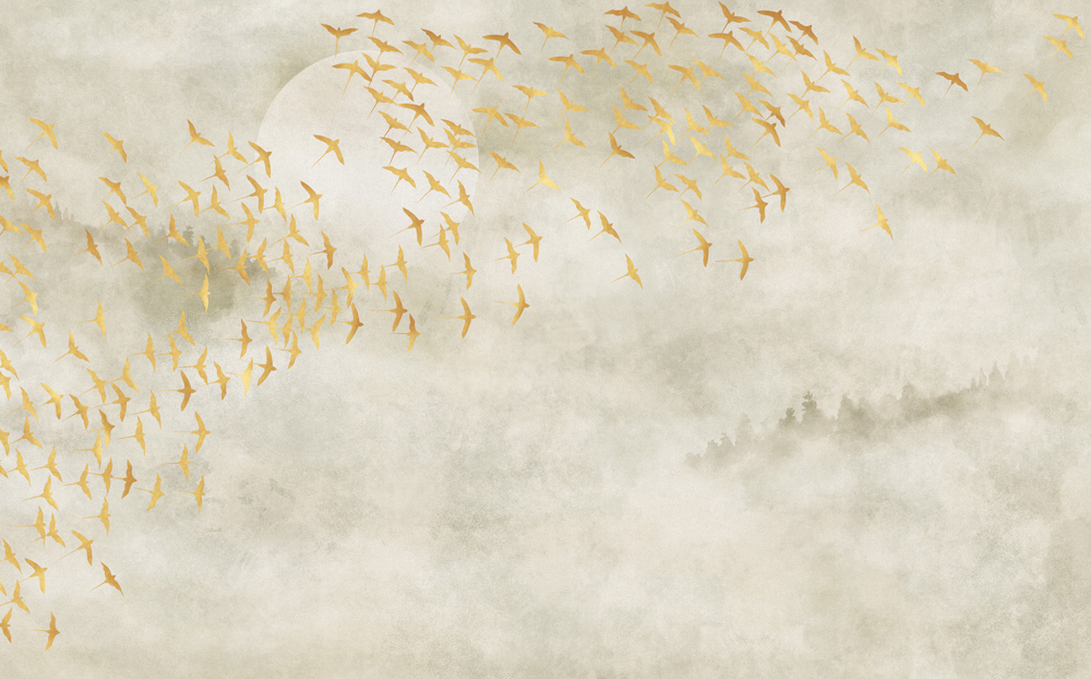 Beetle Inca embroidery-wallpaper wall covering