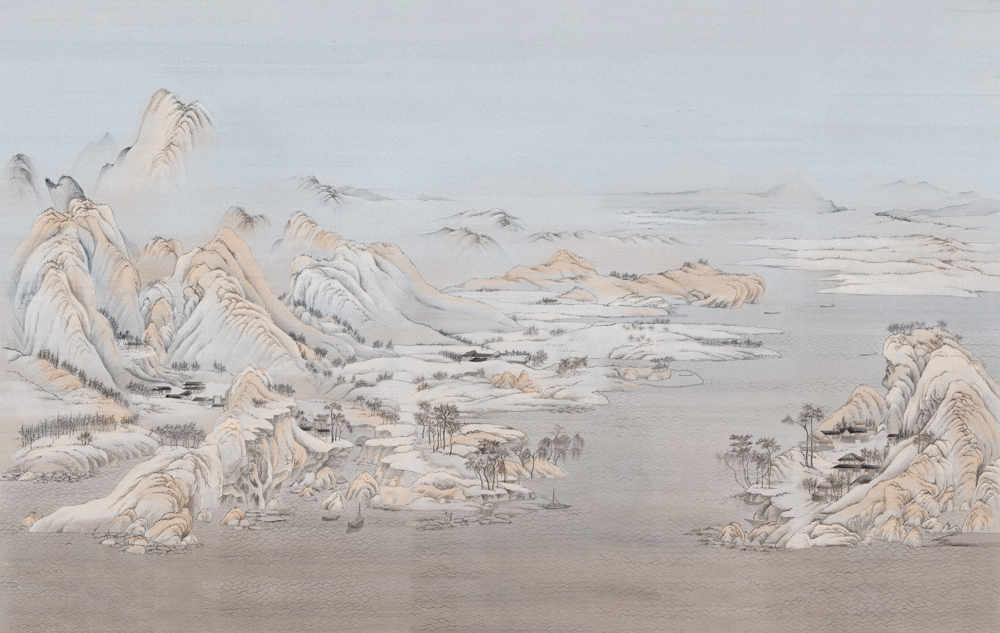 Beetle Inca embroidery-wallpaper wall covering