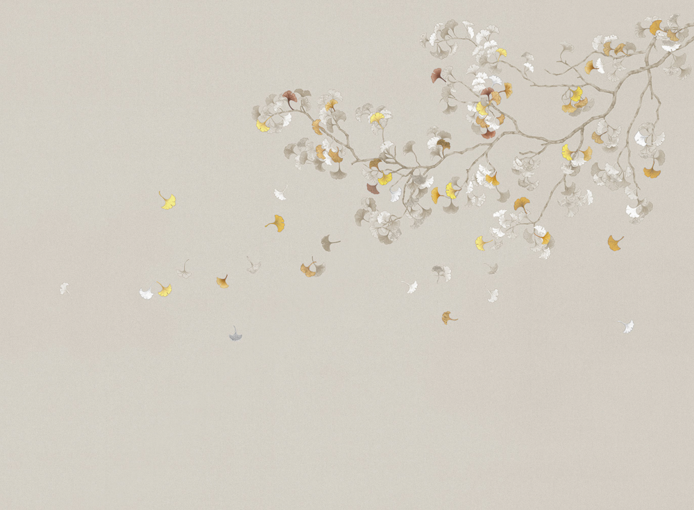 Beetle Inca embroidery-wallpaper wall covering