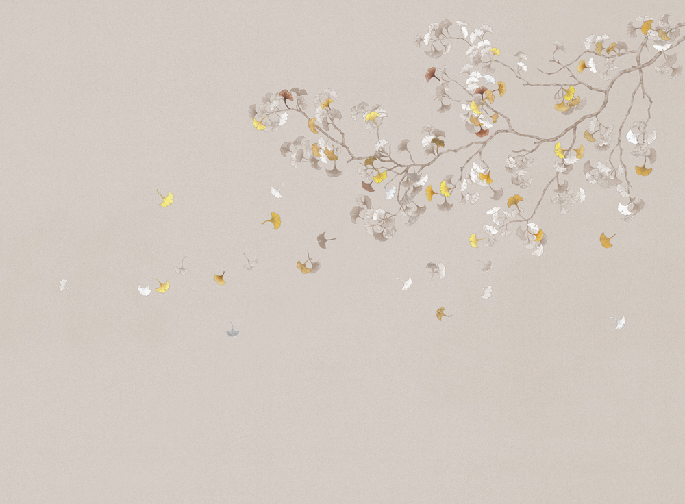 Beetle Inca embroidery-wallpaper wall covering