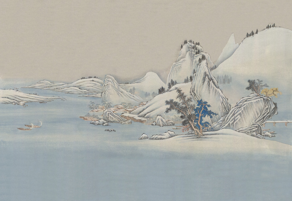 Beetle Inca embroidery-wallpaper wall covering