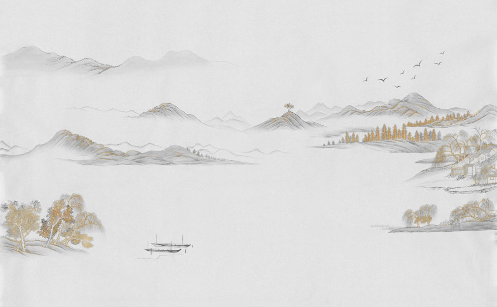 Beetle Inca embroidery-wallpaper wall covering