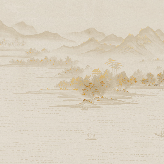 Elegant Earth Color Beetle Inca Embroidery Wallpaper Model