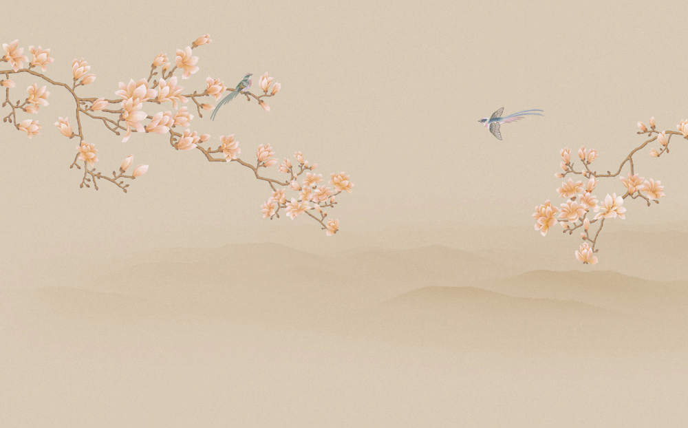 Beetle Inca Embroidered Magnolia Flower Bird CX22005-A Wallpaper Fabric