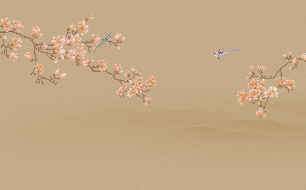 Beetle Inca Embroidered Magnolia Flower Bird CX22005-C Wallpaper Fabric