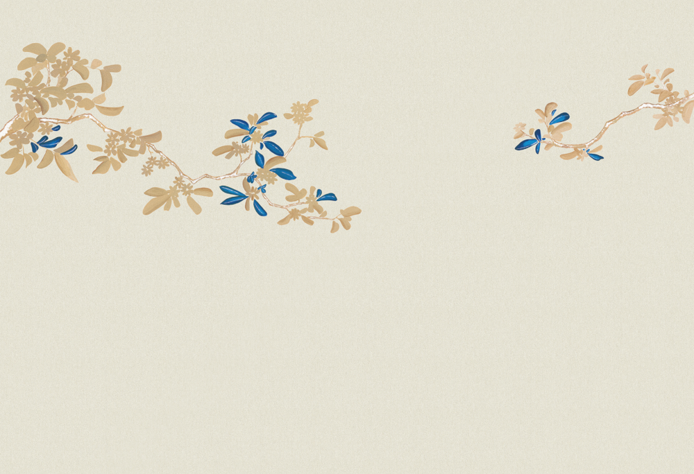 Beetle Inca Embroidered Golden Branches and Jade Leaves CX22002-A Wallpaper Fabric