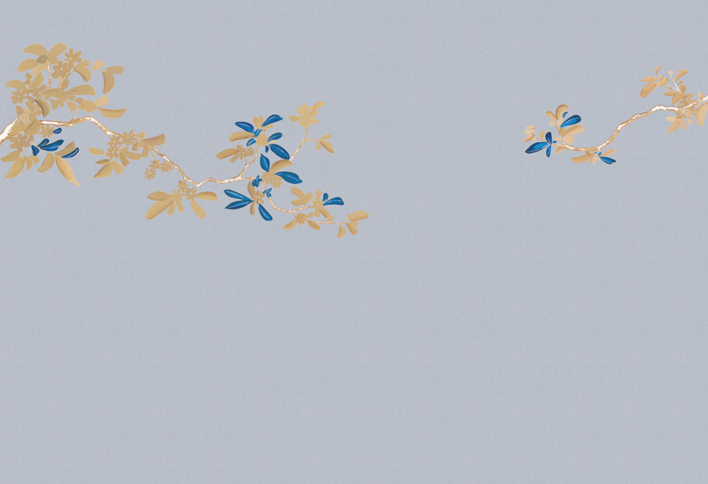 Beetle Inca Embroidered Golden Branches and Jade Leaves CX22002-B Wallpaper Fabric