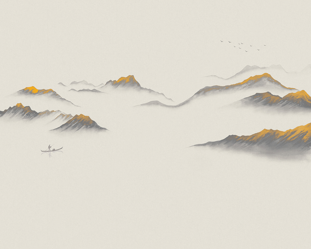 Beetle Inca Embroidery Chinese Landscape CX22001-B Wallpaper Fabric