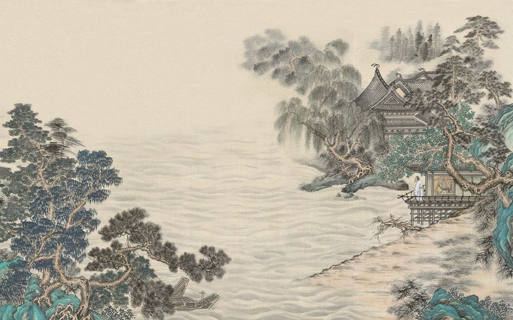 Beetle Mural Chinese Landscape G22016K-A Wallpaper Fabric