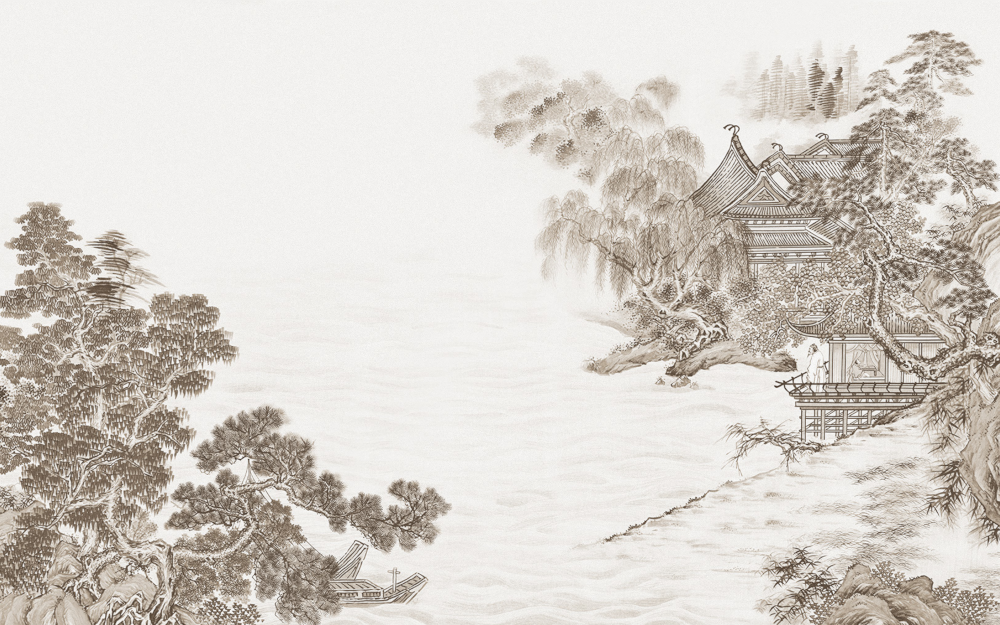 Beetle Mural Chinese Landscape Wallpaper Fabric