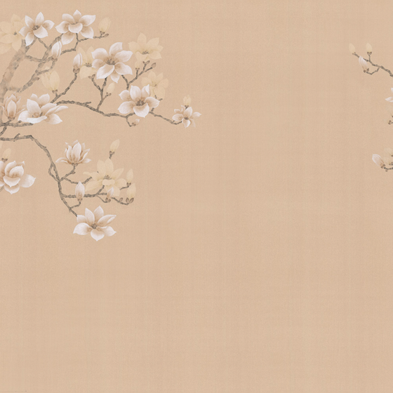 Beige Beetle Mural Chinese Landscape Wallpaper Fabric 3D Model