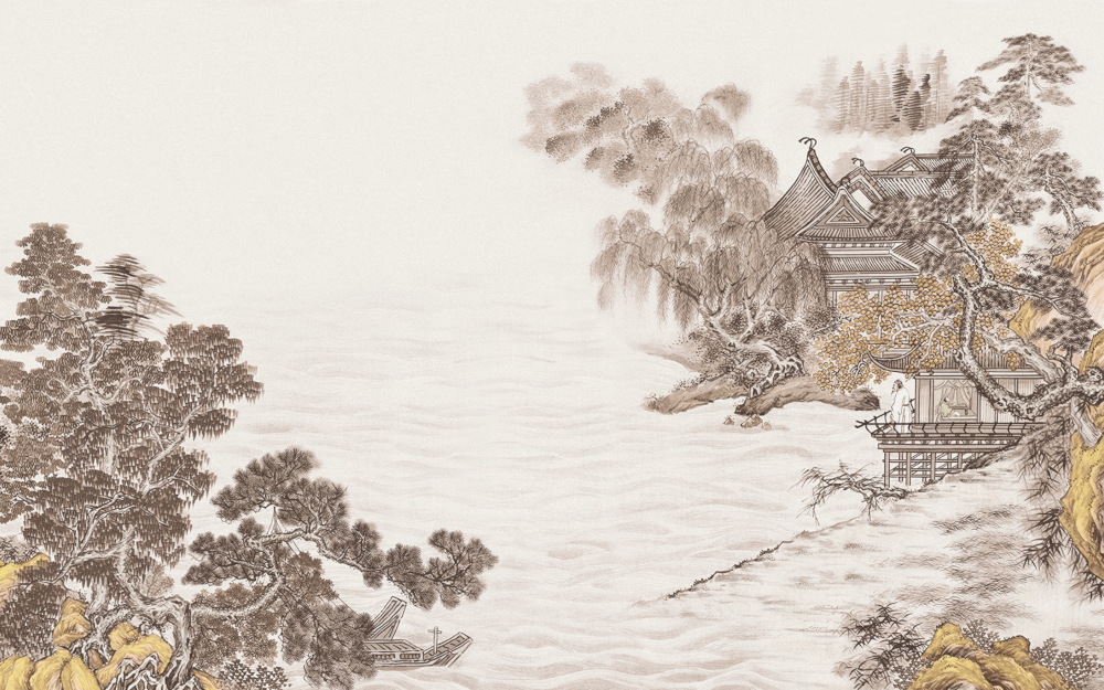 Beetle Mural Chinese Landscape Wallpaper Fabric G22016K-C