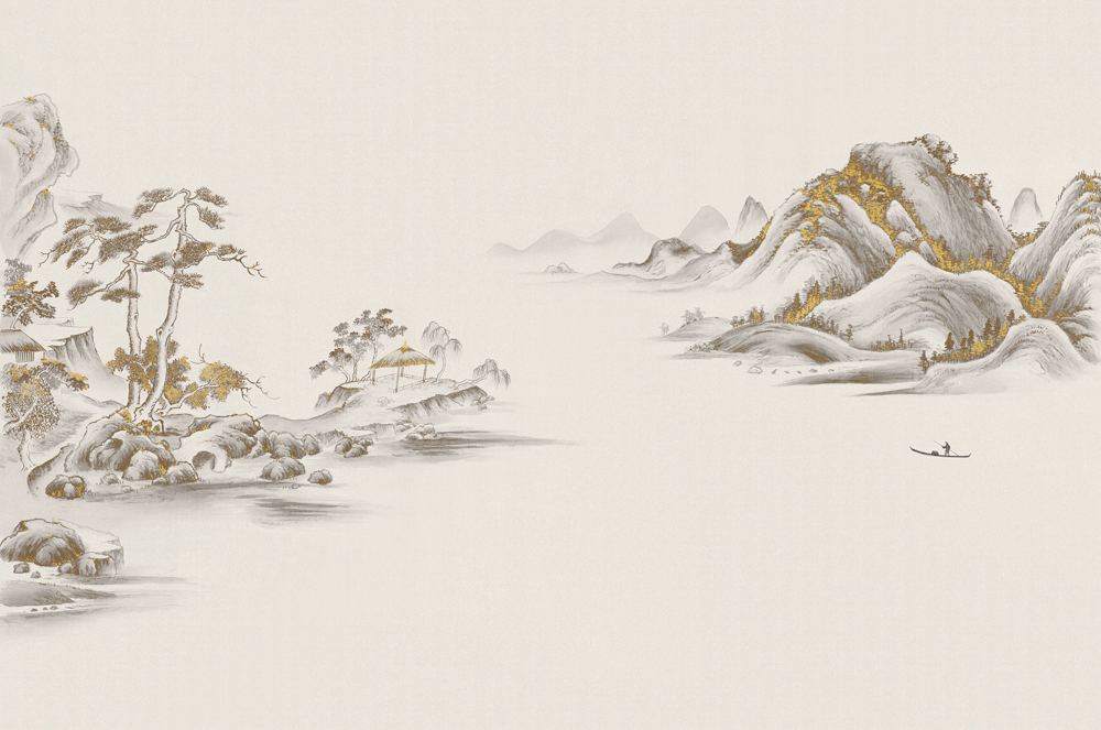 Beetle mural Chinese landscape G22022K-B wallpaper fabric