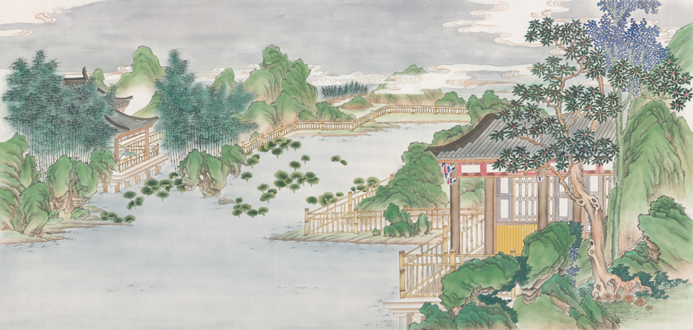 Beetle Mural Chinese Landscape G22019-A Wallpaper Fabric