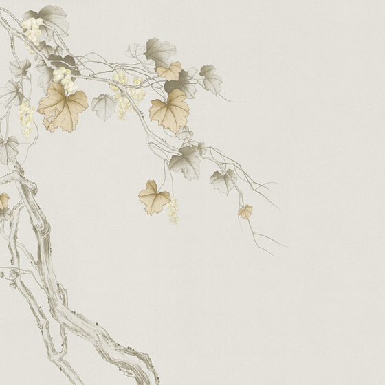 Beetle Mural Grapevine Wallpaper Fabric 3D Model