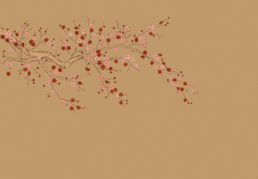 Beetle Mural Chinese Plum Blossom Wallpaper Fabric G22026K-A