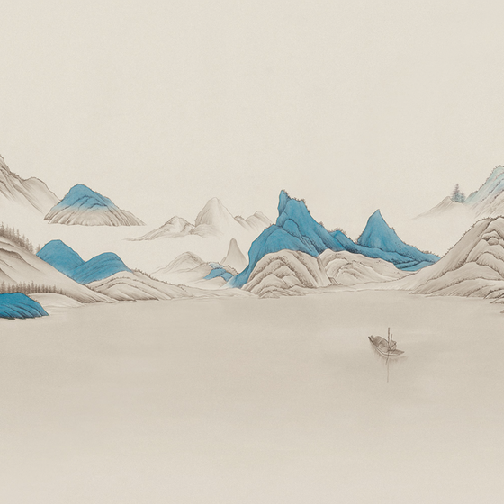 Stylish Blue Beetle Mural Landscape Wallpaper 3D Model