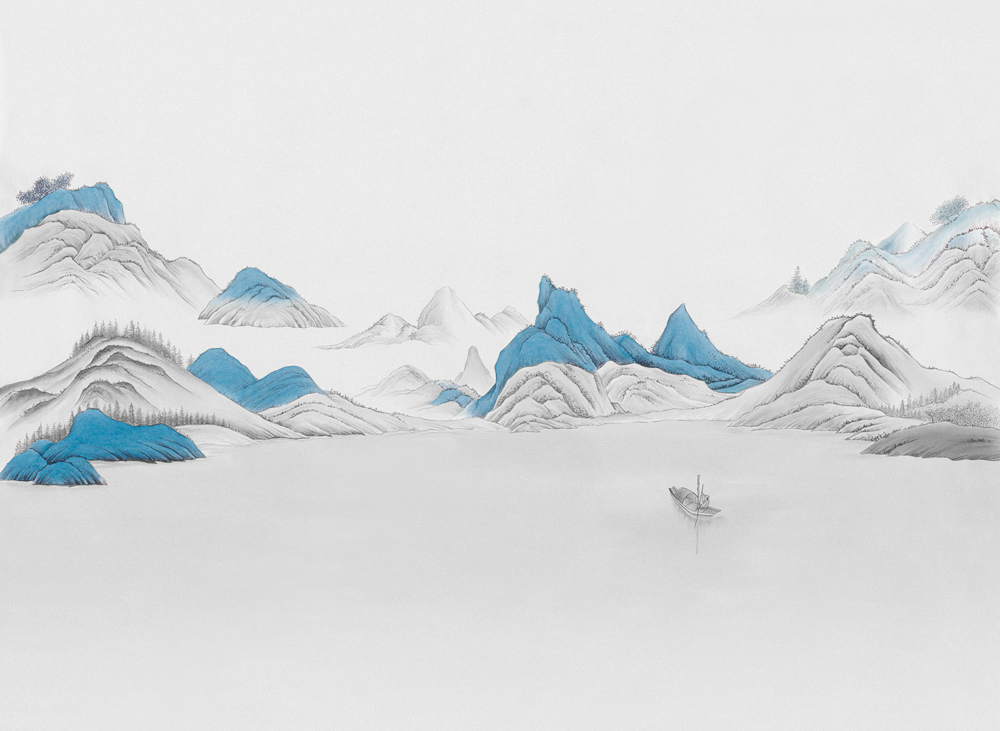 Beetle Mural Chinese Landscape G22028-A Wallpaper Fabric