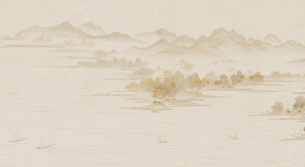 Beetle Mural Chinese Landscape G22046-C Wallpaper Fabric