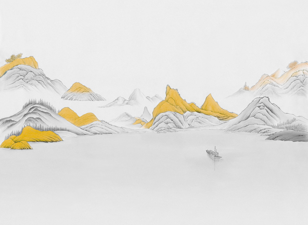 Beetle Mural Chinese Landscape G22028-E Wallpaper Fabric