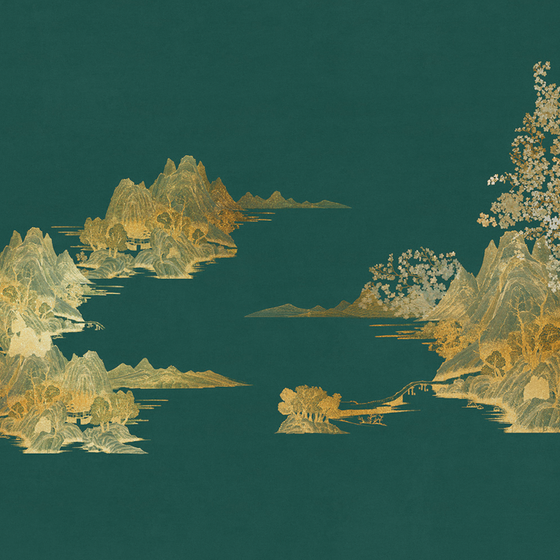 Beetle Mural Chinese Landscape G22027K-B Wallpaper Fabric