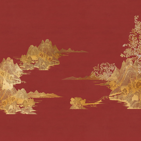 Elegant Beetle Mural Chinese Landscape Wallpaper 3D Model