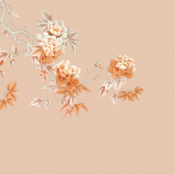 Beetle Mural Chinese Peony Wallpaper 3D Model for Elegant Walls