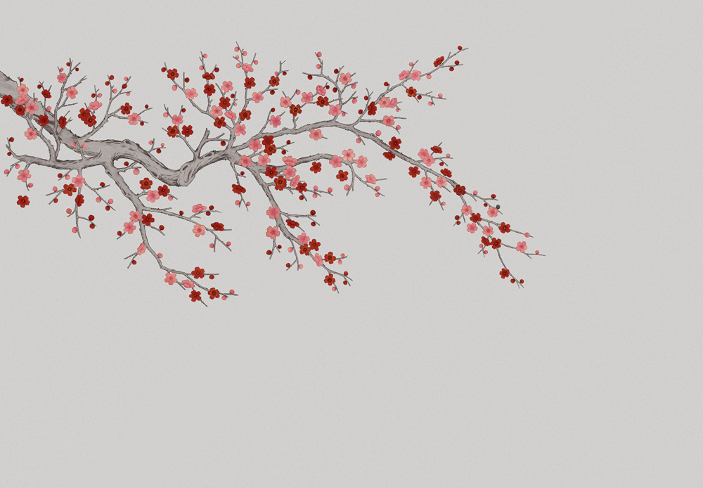 Beetle Mural Chinese Plum Blossom G22026K-B Wallpaper Fabric