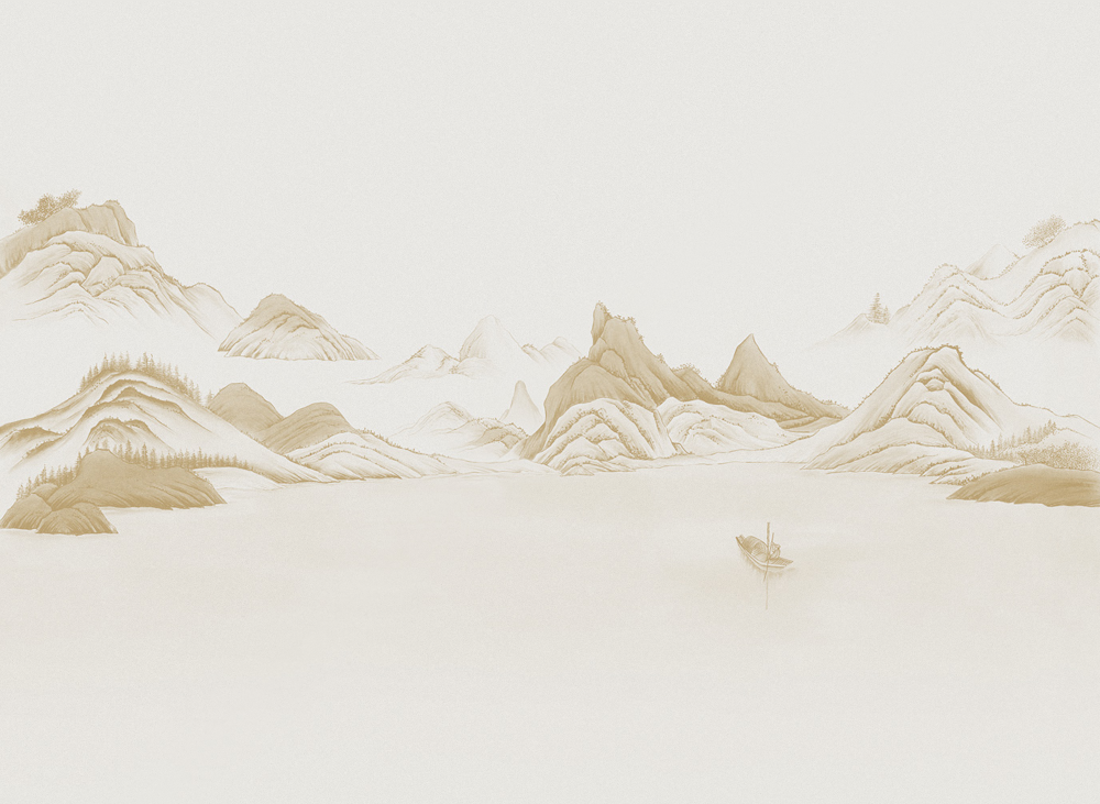 Beetle Mural Chinese Landscape G22028-C Wallpaper