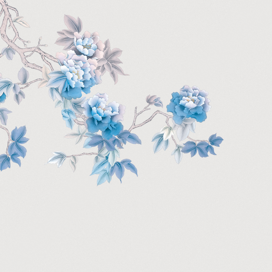 Beetle Mural Peony Wallpaper Fabric 3D Model