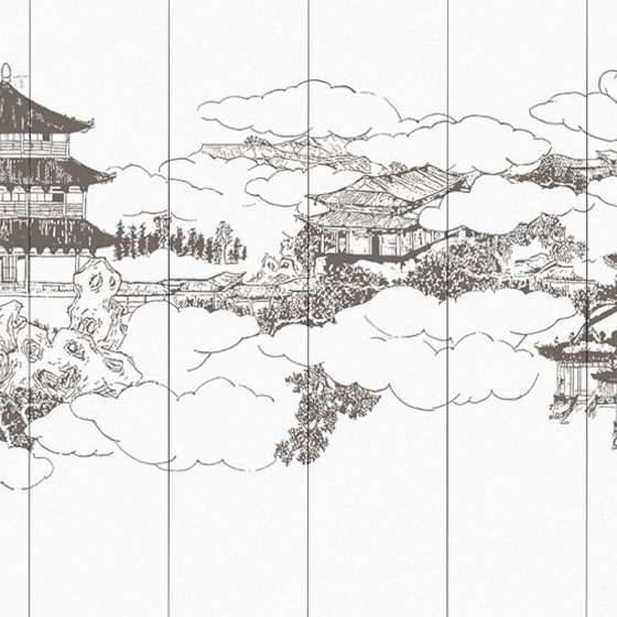 Custom Seamless Mural 3D Model with Pavilion Patterns