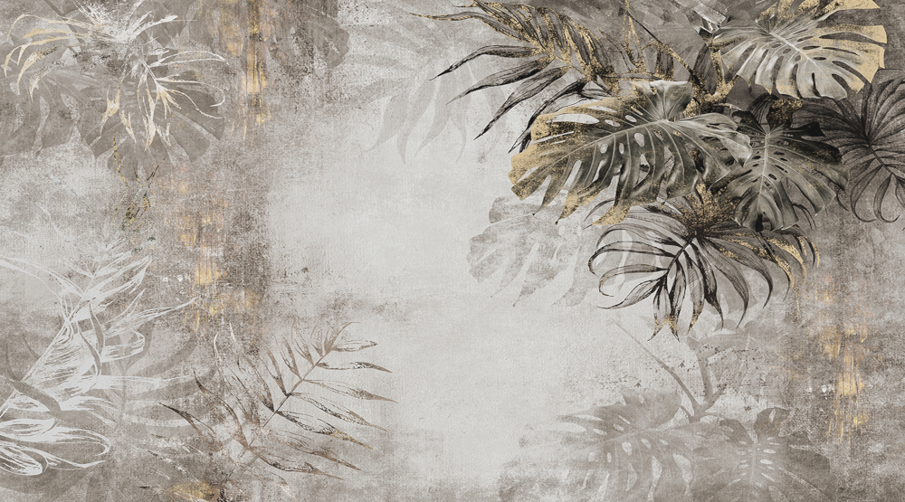 Ireland Mural 424202 Nordic Tropical Plant Leaves Brown