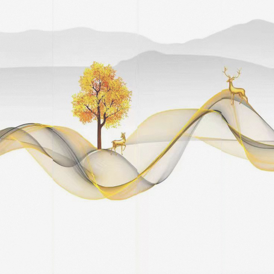 Elegant Flowing Clouds and Water Pattern 3D Model in Golden