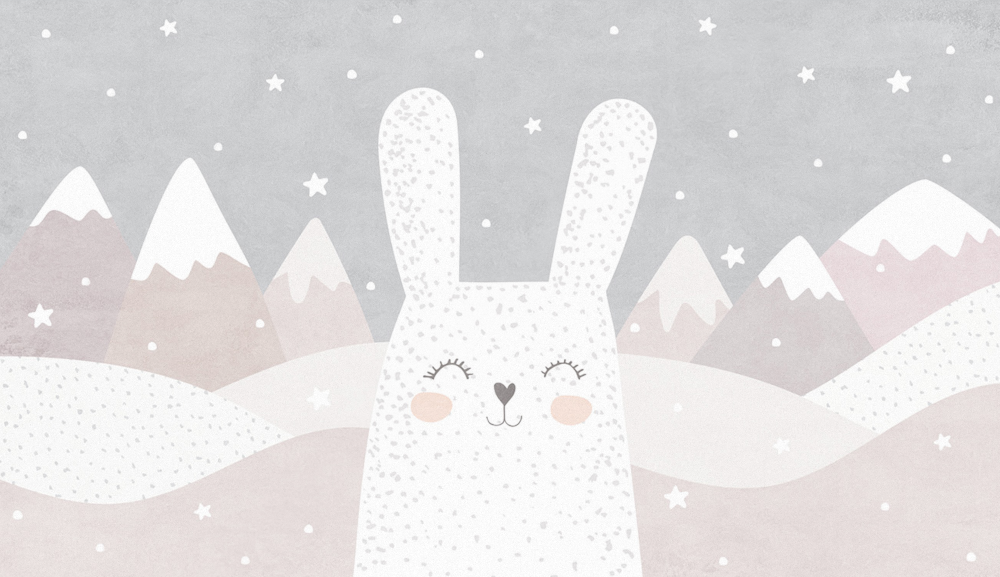 Light-Colored Children's Room Background Wall - Rabbit Wallpaper Custom Mural