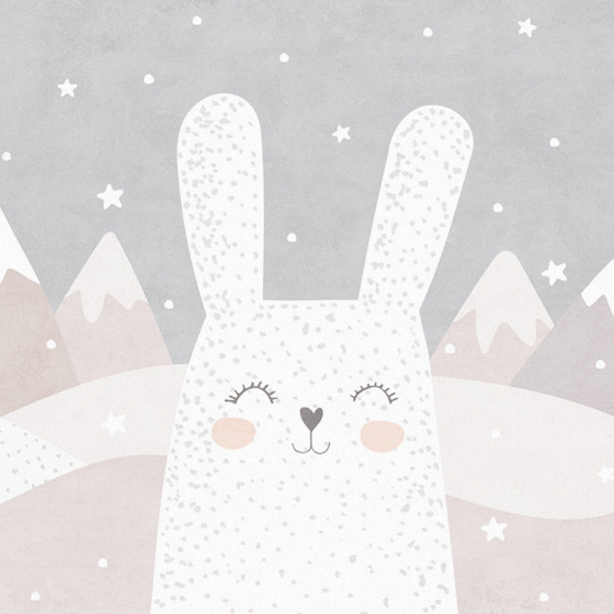 Light-Colored Rabbit Wallpaper 3D Model for Children's Rooms