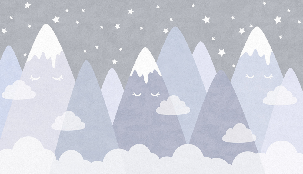 Light Gray-purple Children's Room Background Wall Hand-painted Small Mountain Wallpaper Custom Wall Fabric Mural