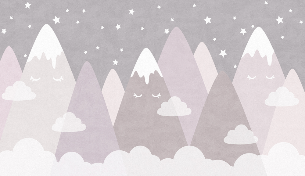 Light gray pink daughter’s room children's room background wall hand-painted small mountain wallpaper custom wall fabric mural
