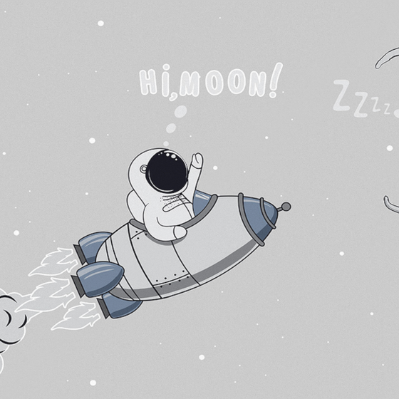 Spacecraft Children's Room Wall Fabric 3D Model with Astronaut Design
