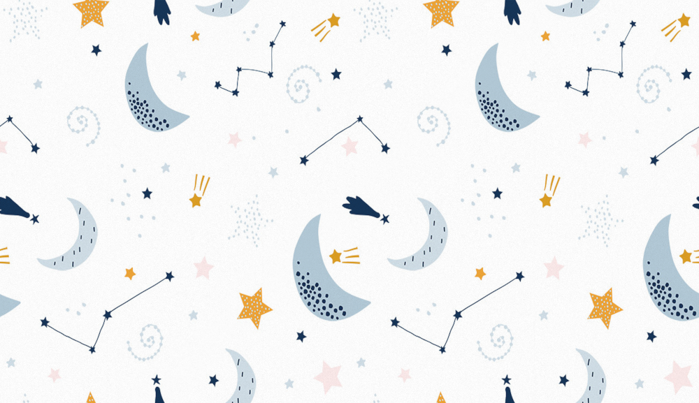 Light-Colored Children's Room Hand-Painted Moon and Star Wallpaper Custom Wall Fabric