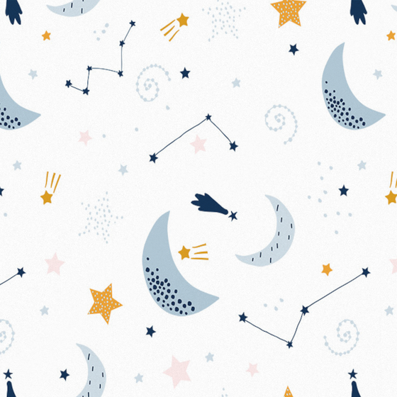 Hand-Painted Moon and Star Wallpaper 3D Model