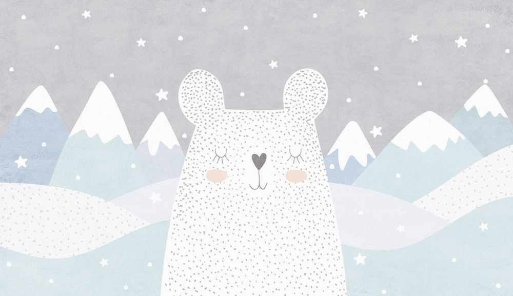 Light-Colored Children's Room Animal Bear Wallpaper Custom Wall Fabric