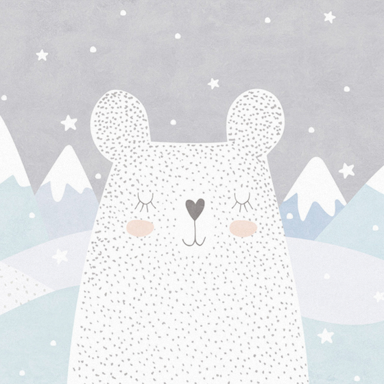 Light-Colored Children's Room Bear Wallpaper 3D Model