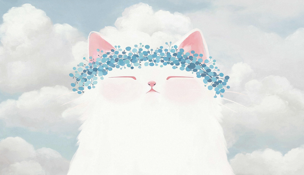 Cat with Flower Crown, Cute Little Horse Children's Room Background Wall Pattern, Ireland Mural HD