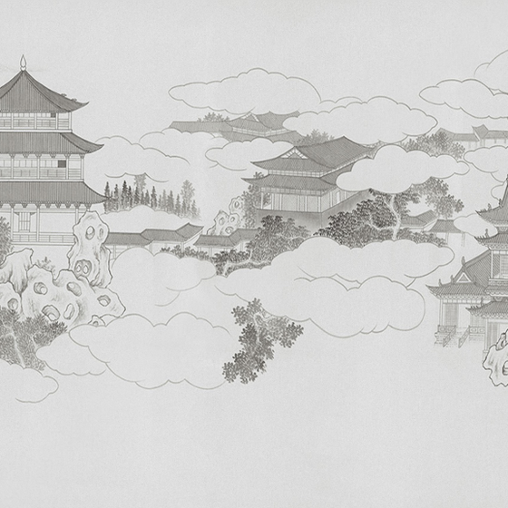 Art Mural New Chinese Style Wallpaper 3D Model - Retro Design