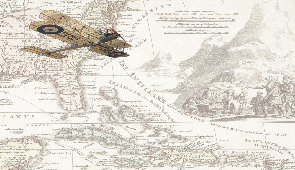 Art Xuan mural children's room headboard background wall retro airplane nautical map 2 homemade vertical version